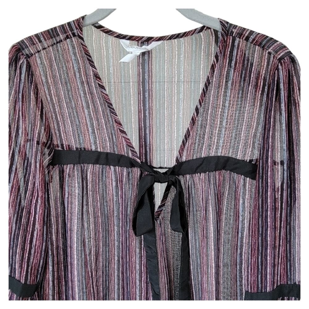 BCBGGENERATION S Sheer Bell Sleeve Plum Top Whimsigoth Fairy Grunge Moody - Picture 7 of 13